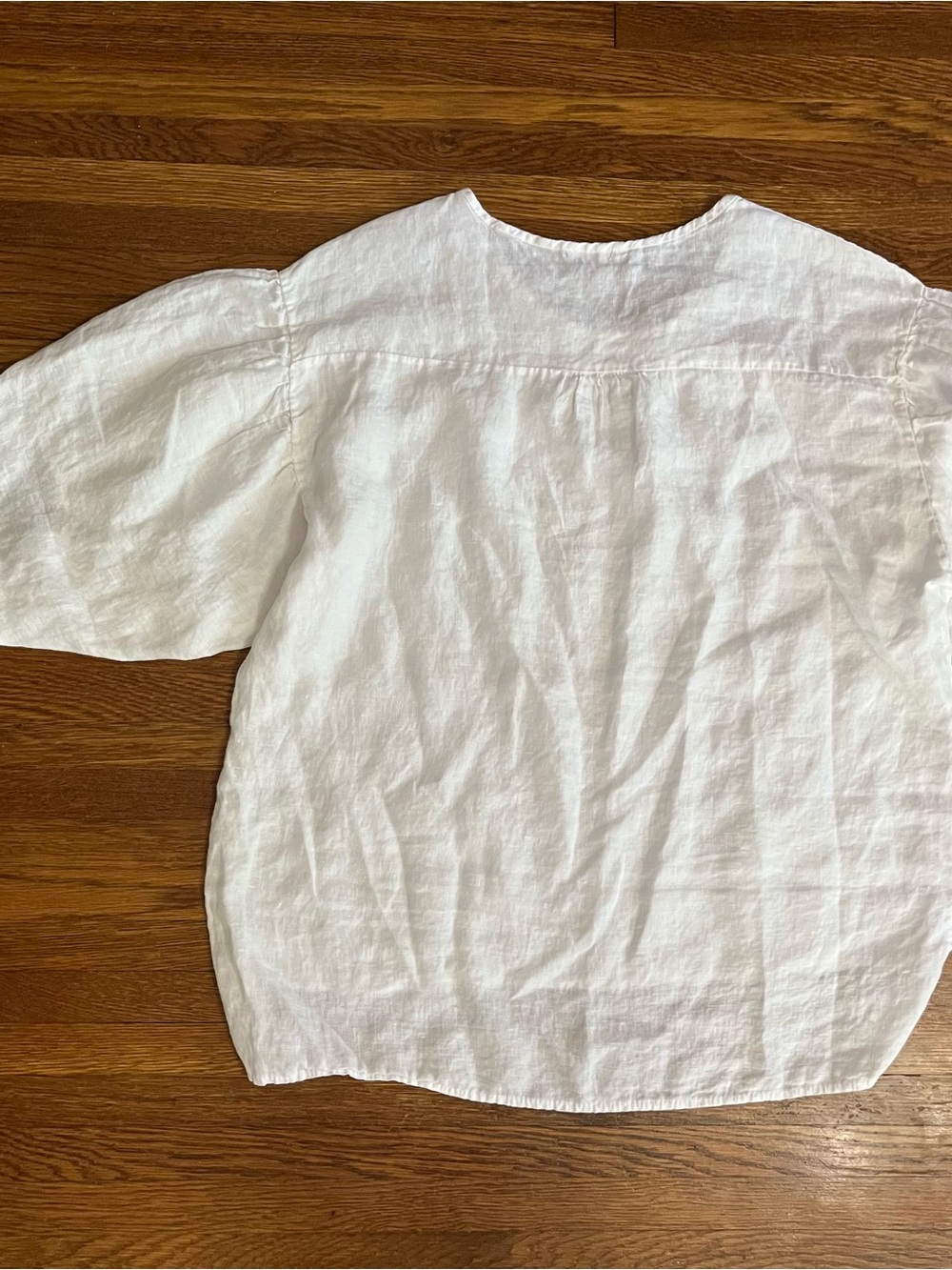 Bellambra Italy L 100% linen white top poetcore lagenlook coastal - Picture 6 of 9
